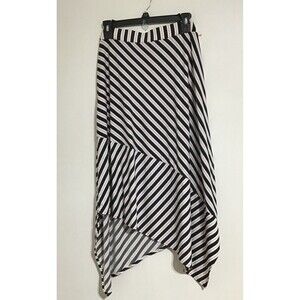 Midi Skirt Sz 1X Simple Emma Shark Mixed Media Striped Boho Cottagecore Prairie